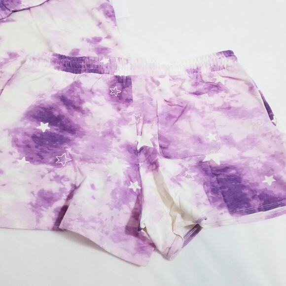 Wildfox Tie Dye Stars Sweatshirt & Short Lounge Co-Ord Sets - Picture 4 of 6